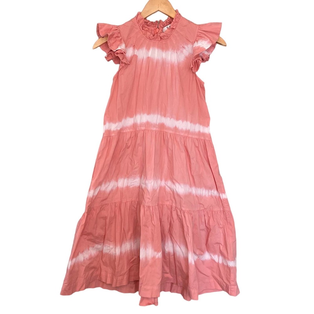 Sea New York Zelda Tunic Dress Tiered Ruffle Pink Size 6